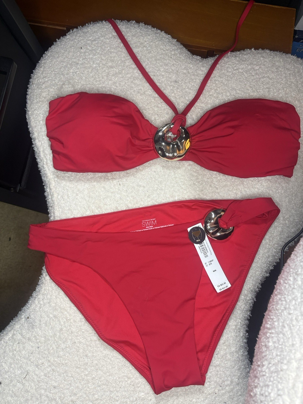 Victoria's Secret Red Ring Halter Bikini Swimsuit Size M NWT MSRP $95